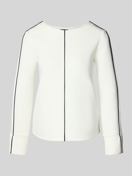 Produktfoto, Regular Fit Sweatshirt mit Kontrastnähten von s.Oliver BLACK LABEL, weiß, unifarben, Modal-Mix, Rundhals, lange Ärmel