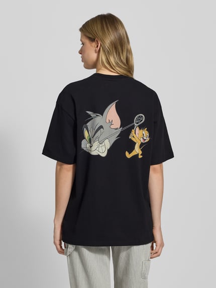REVIEW Oversized T-Shirt mit Motiv-Print Black 5