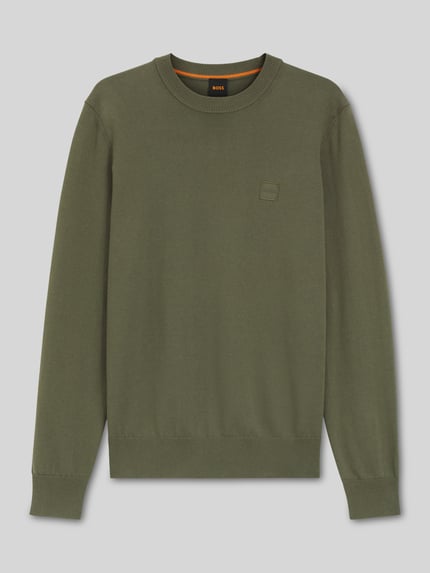 BOSS Orange Sweter z dzianiny o kroju regular fit z mieszanki bawełny i kaszmiru Khaki 2