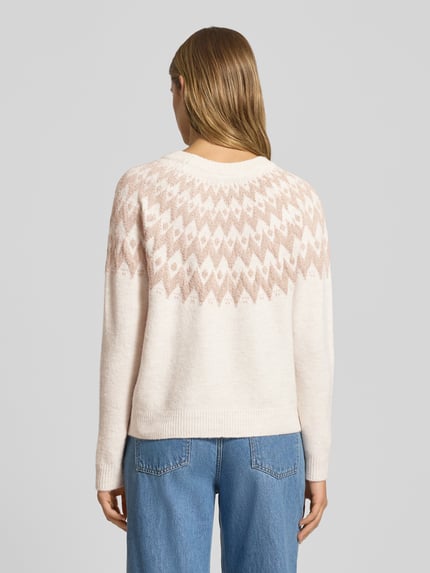 ONLY Regular Fit Strickpullover mit Norwegen-Muster Modell 'FRY' Ecru Melange 5
