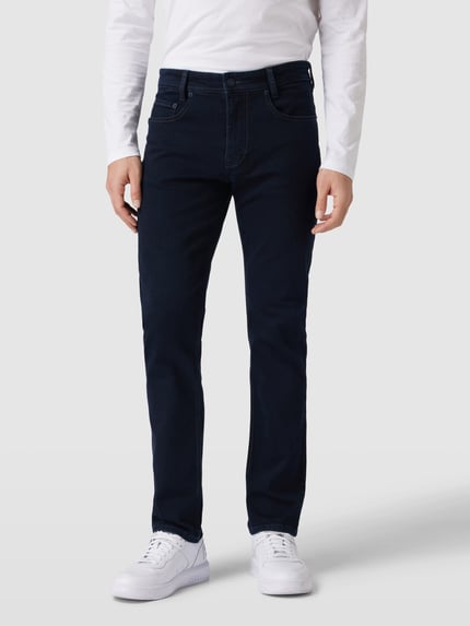 MAC Regular Fit Jeans in unifarbenem Design Modell 'ARNE' Dunkelblau 4