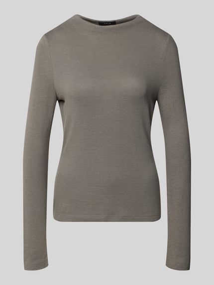 OPUS Langarmshirt mit Mock Neck Modell 'Sosemin' Taupe 2