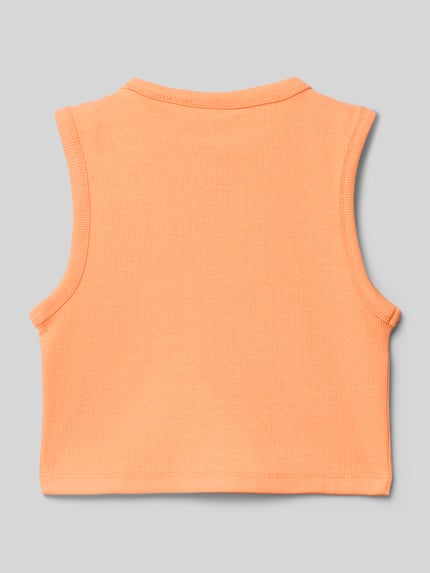 s.Oliver RED LABEL Top o kroju slim fit z dodatkiem bawełny Neonowy pomarańczowy 3