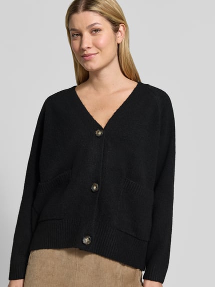 VERO MODA Oversized Strickjacke mit Woll-Anteil Modell 'BOOM' Black 3