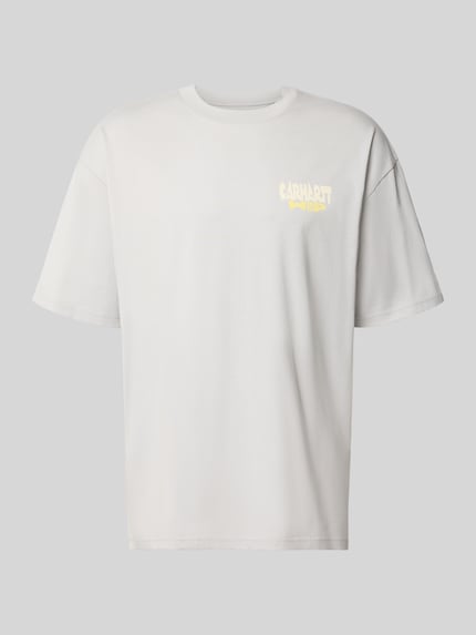Produktfoto, Relaxed Fit T-Shirt aus reiner Baumwolle Modell 'Luggage' von Carhartt Work In Progress, helles Beige, dezentes Label-Detail, klare Struktur