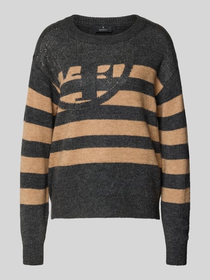 monari Gebreide pullover met ribboorden Antraciet - 2