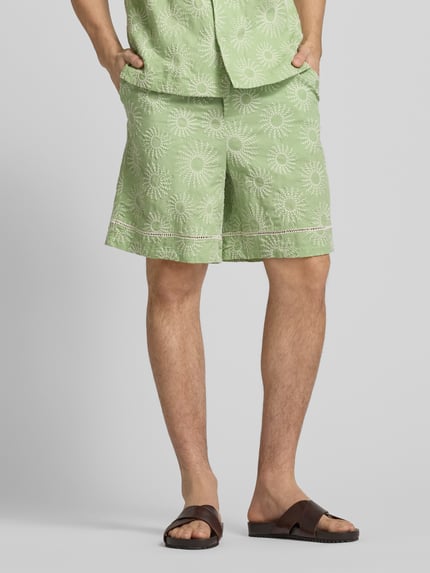 Scotch & Soda Regular fit bermuda met motiefstitching Lichtgroen - 4
