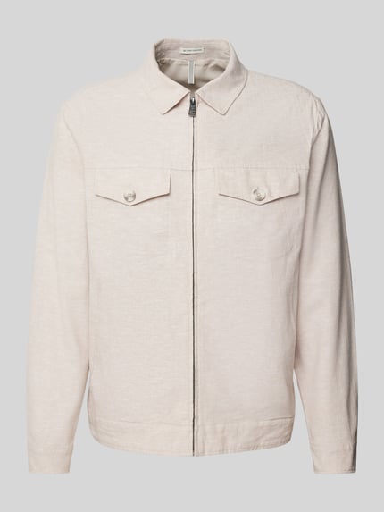 Tom Tailor Regular fit overhemdjack van een mix van linnen en katoen Beige - 2