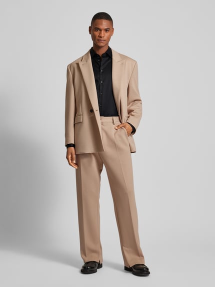Jake*s Slim Fit Businesshemd aus Satin Black 1