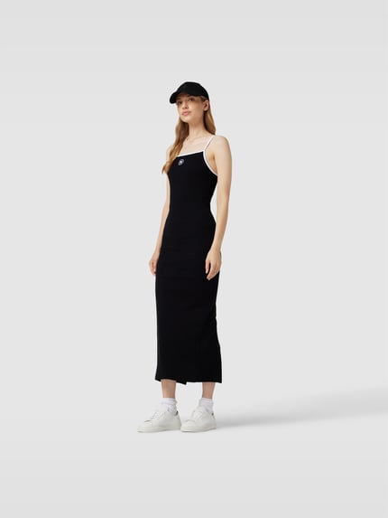 ROTATE Maxikleid mit Label-Stitching Black 1