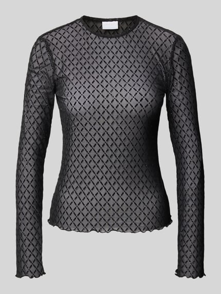 Jake*s Collection Slim Fit Langarmshirt mit Mesh-Effekt Black 1