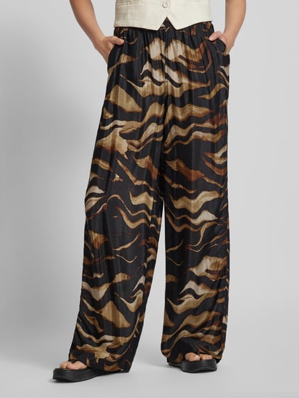 Kaffe Wide Leg Stoffhose mit elastischem Bund Modell 'laila' Black 4