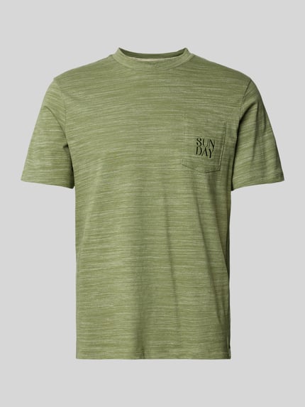 Blend T-Shirt mit Motiv-Stitching Modell 'UEFFI' Oliv 2