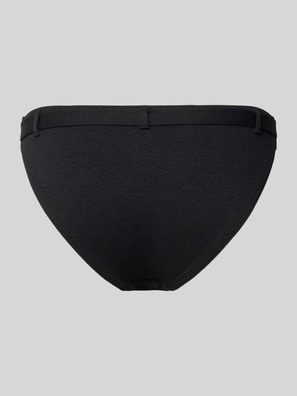Produktfoto, schwarzer Bikini-Slip mit Label-Detail Modell 'DITA' von Banana Moon, Material-Mix mit Stretch-Anteil, körpernaher Schnitt