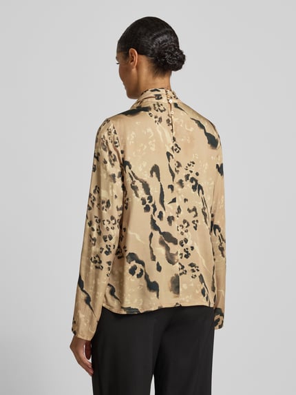 Jake*s Collection Blouse van viscose met opstaande kraag Camel - 5