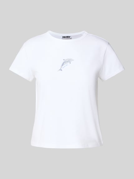REVIEW T-shirt met motief- en labelprint Wit - 2
