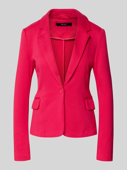 Productfoto, Regular Fit Kurzblazer met katoen van Vero Moda, model 'JULIA', effen rood, reverskraag, 1-knoopsluiting, piquéstructuur