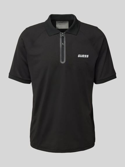 GUESS Activewear Regular Fit Poloshirt mit Reißverschluss Modell 'JAISS' BLACK 2