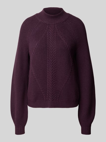 ONLY Pullover mit strukturiertem Zopfmuster Pflaume 1