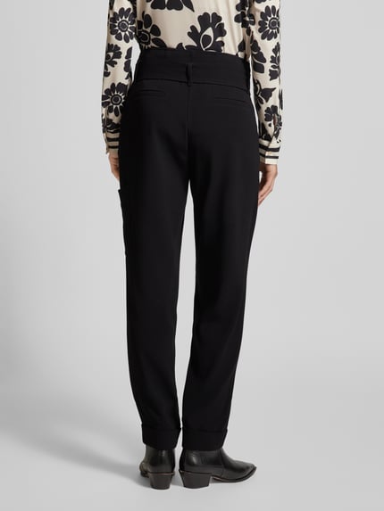 Marc Cain Tapered fit stoffen broek met strikceintuur Zwart - 5
