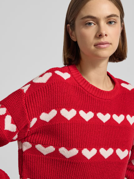 NOISY MAY® Strickpullover mit Rundhalsausschnitt Modell 'BLITZEN' Rot 3