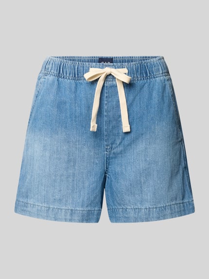 Produktfoto, Straight Fit Shorts in Denim-Optik van GAP, lichte blauwe denimlook, elastische taille met tunnelkoord, katoen, zakken
