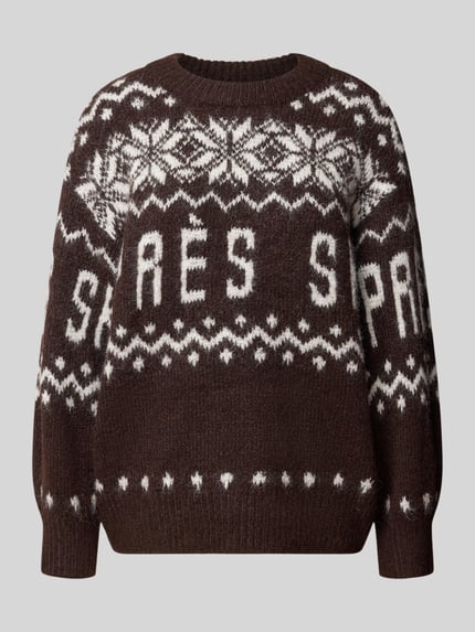 VERO MODA Pullover mit kontraststarkem Schriftzug Schoko 2
