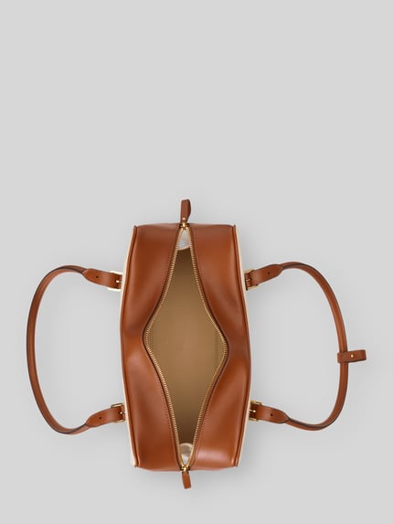 Lauren Ralph Lauren Henkeltasche aus reiner Baumwolle mit Leder-Besatz Modell 'MARCY' Cognac 5