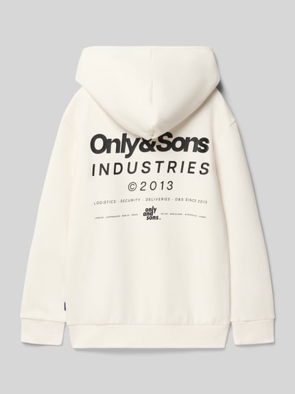 ONLY & SONS Bluza z kapturem o kroju regular fit z mieszanki bawełny model ‘HUDSON’ Złamany biały 3