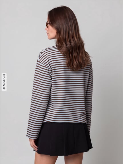 PIECES relaxed fit shirt met lange mouwen van katoenmix model 'ADIE' Blauw - 5