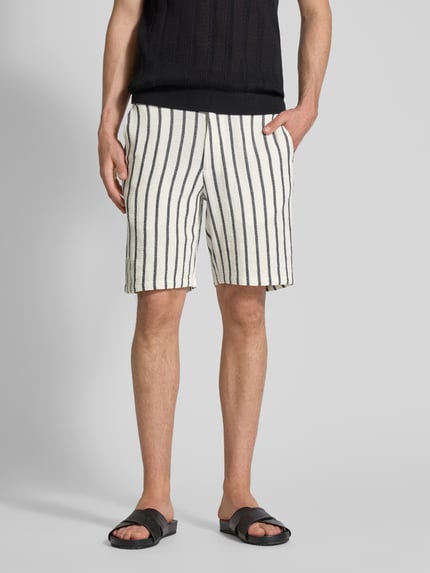 Selected Regular fit bermuda met structuurmotief, model 'BRODY' Offwhite - 4