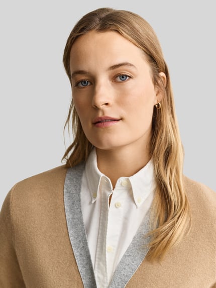 GANT Cardigan aus Wolle mit Kontrastblende Beige 3