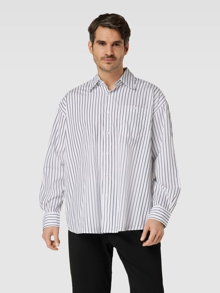 HUGO Relaxed Fit Freizeithemd mit Streifenmuster Modell 'Emaio' Weiss 4