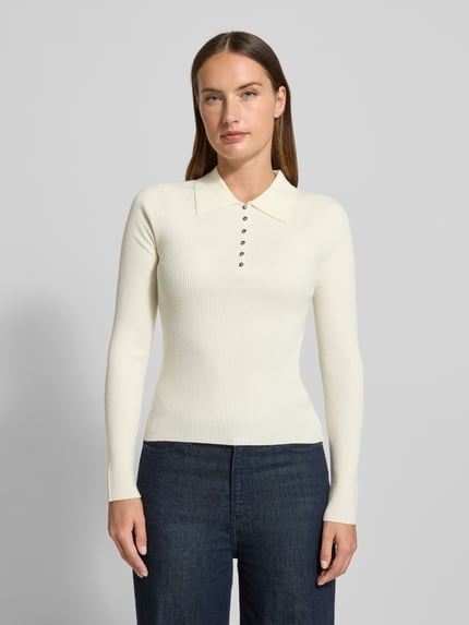 MANGO Slim Fit Strickshirt mit Woll-Anteil Modell 'TWENTIES' Offwhite 4