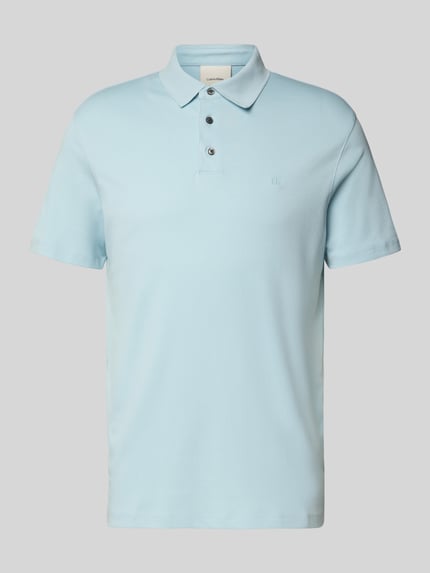 CK Calvin Klein Relaxed Fit Poloshirt mit Logo-Stitching Modell 'SUPIMA' Hellblau 2