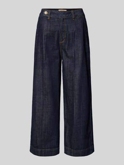 Produktfoto, Cropped Wide Leg Jeanshose Modell 'Bantry Nippon' van MOS MOSH, dames katoenmix met stretch, wide leg, kort, donkerblauw