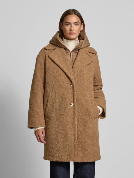 Christian Berg Woman Selection Teddy-mantel met doorgestikte inzet en knoopsluiting Middenbruin - 4