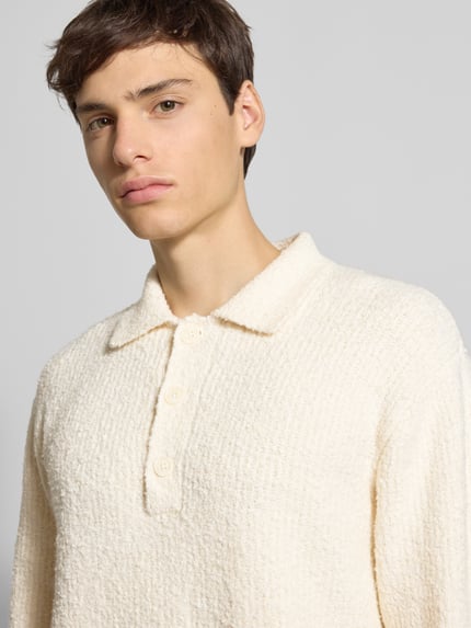 ONLY & SONS Relaxed Fit Strickpolo aus Baumwoll-Mix Modell 'DALE LIFE' Offwhite 3