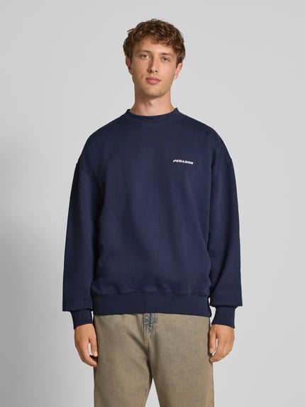 PEGADOR Oversized sweatshirt met logostitching en ronde hals Marineblauw - 4