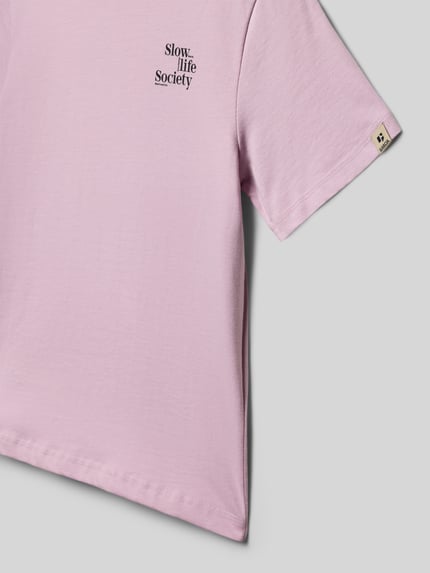 Produktfoto, Regular Fit T-Shirt mit Logo-Print von Garcia aus Reine Baumwolle, Kinder T-Shirt in Rosa, Rundhalsausschnitt, Rückenlänge 52 cm in Größe 140