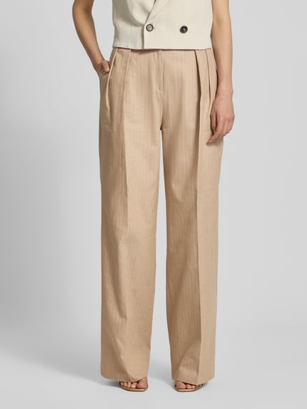HUGO wijdte broek katoenmix met linnen aandeel model 'HENESA' Zand - 4