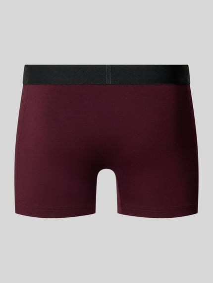 Produktfoto, Trunks im 2er-Pack mit elastischem Logo-Bund von FALKE, Baumwoll-Mix in Dunkelrot mit schwarzem Bund, enganliegend, Modell Daily Comfort