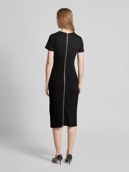 HUGO Kokerjurk met cut-out, model 'Kalmine' Zwart - 5