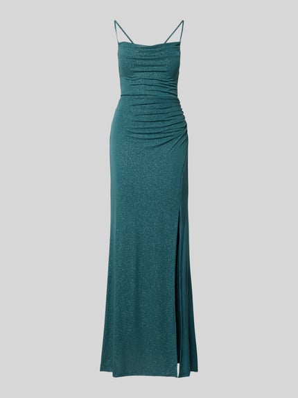 Jake*s Cocktail Abendkleid mit Gehschlitz und rückseitiger Schnürung Dunkelgruen 2