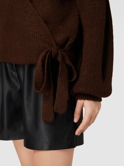 ONLY Cardigan in wikkellook, model 'MIA' Chocoladebruin - 3
