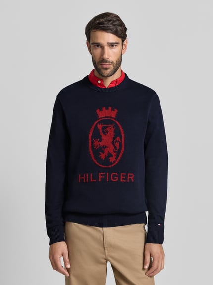 Tommy Hilfiger Regular fit gebreide pullover van zuiver katoen Marineblauw - 4