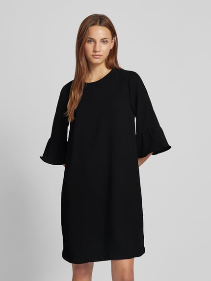 0039 Italy Knielanges Kleid mit Rundhalsausschnitt Modell 'MAXLIN' Black 4
