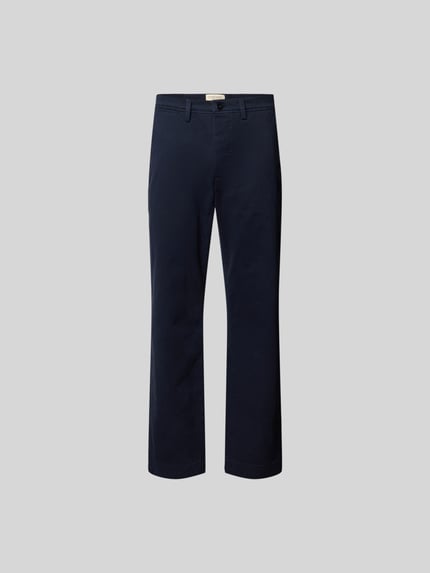 Produktfoto, Chino mit Gesäßtaschen von Officine Générale in Dunkelblau, Reine Baumwolle, Gerader-Schnitt, Eingrifftaschen, Knopf-Reißverschluss