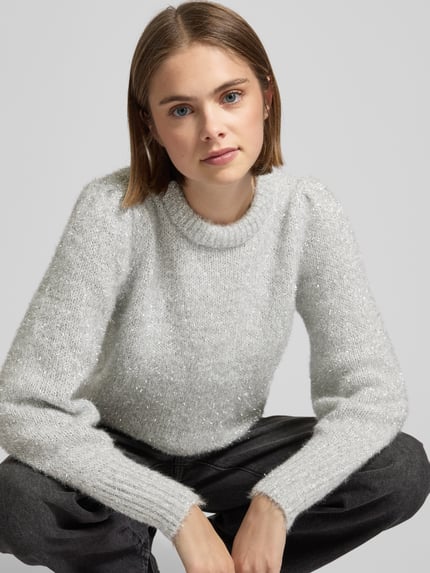 ONLY Regular Fit Strickpullover mit Effektgarn Modell 'ANNI' Offwhite 3