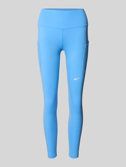 Produktfoto, Leggings mit Logo und elastischem Bund von NIKE TRAINING, blau, Material-Mix mit Stretch-Anteil, körpernahe Passform